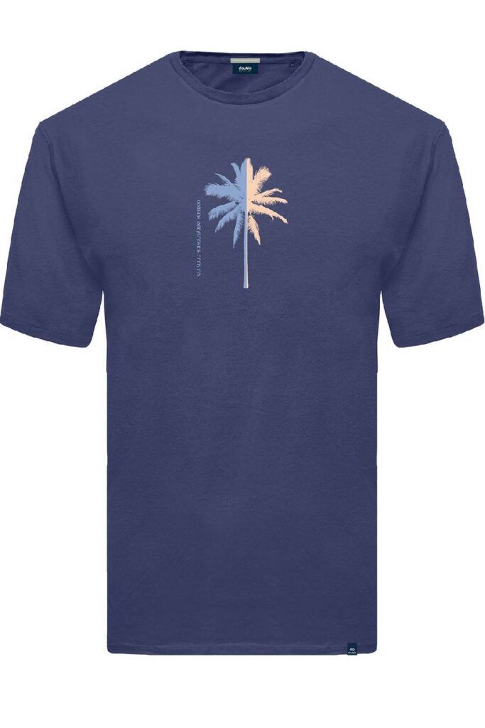 Blue Cotton Palm Tree T-Shirt
