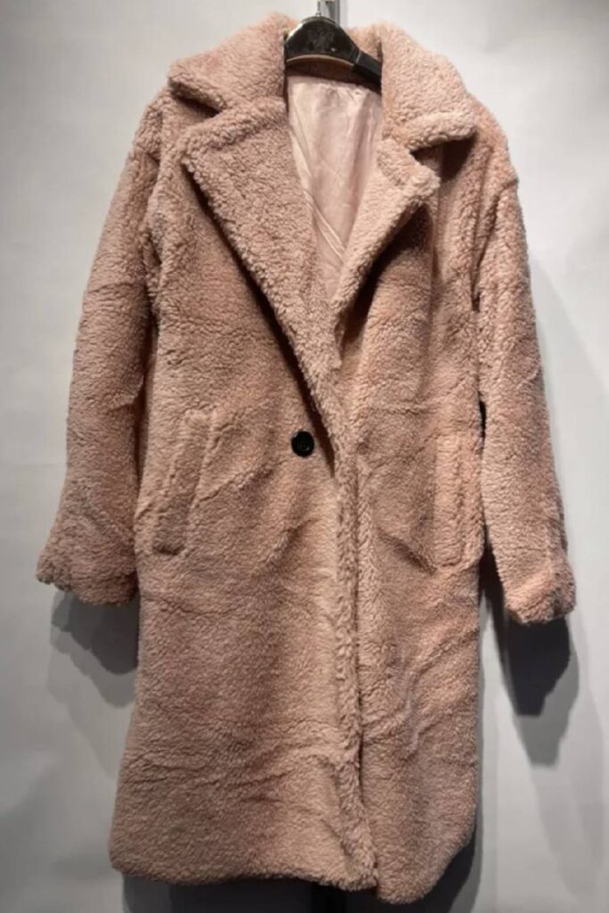 Pink Teddy Long Coat Fur