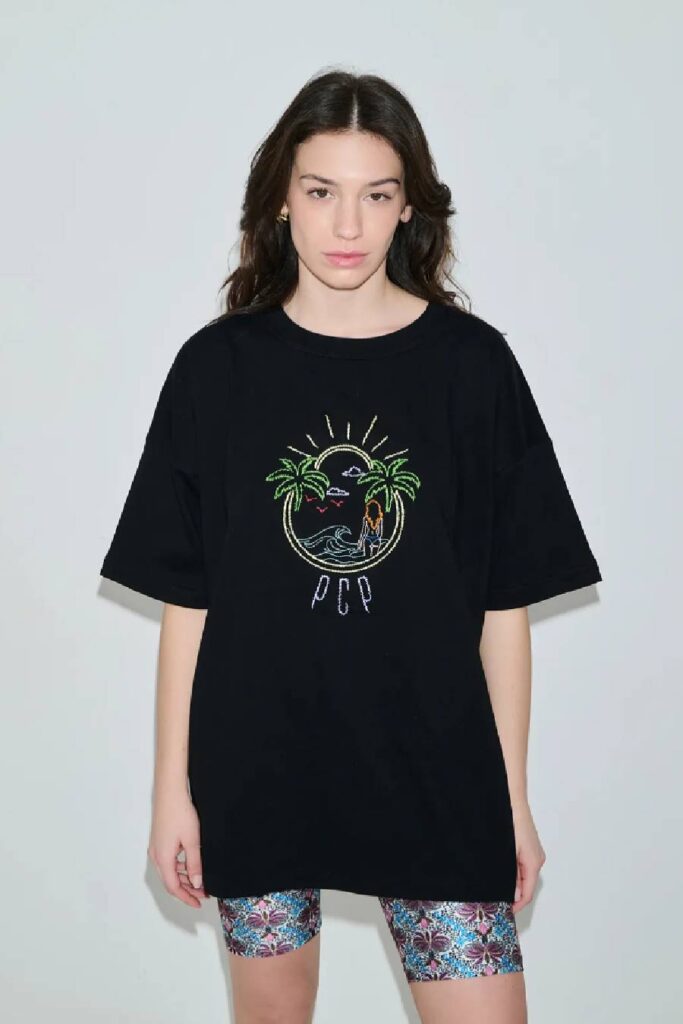 PCP Graphic Embroidery T-Shirt Palm Babes